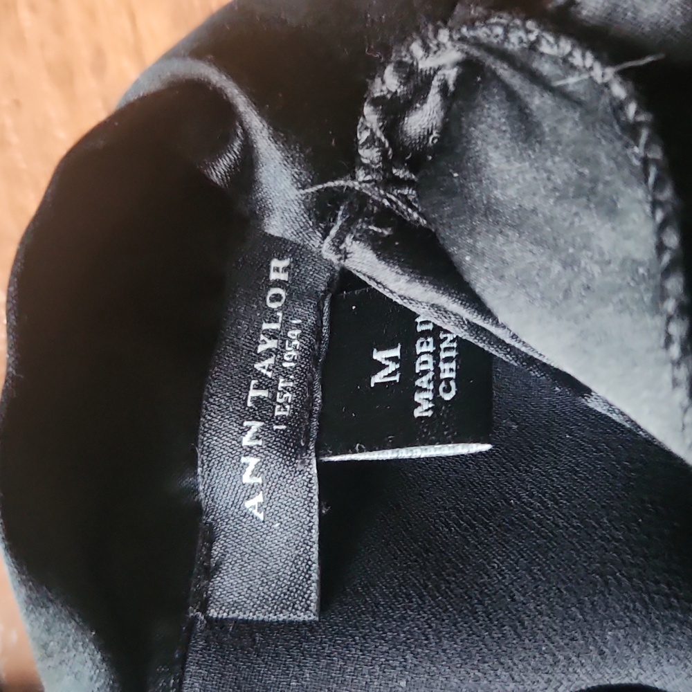 Ann Taylor Black Ruffle Halter Top Silk Blouse - Picture 4 of 8